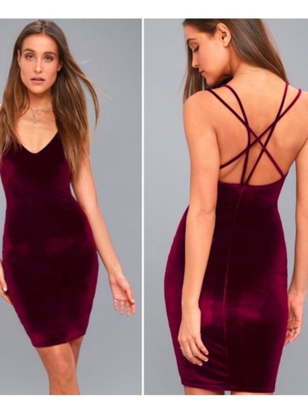 Lulu's Burgundy Velvet Slip Dress